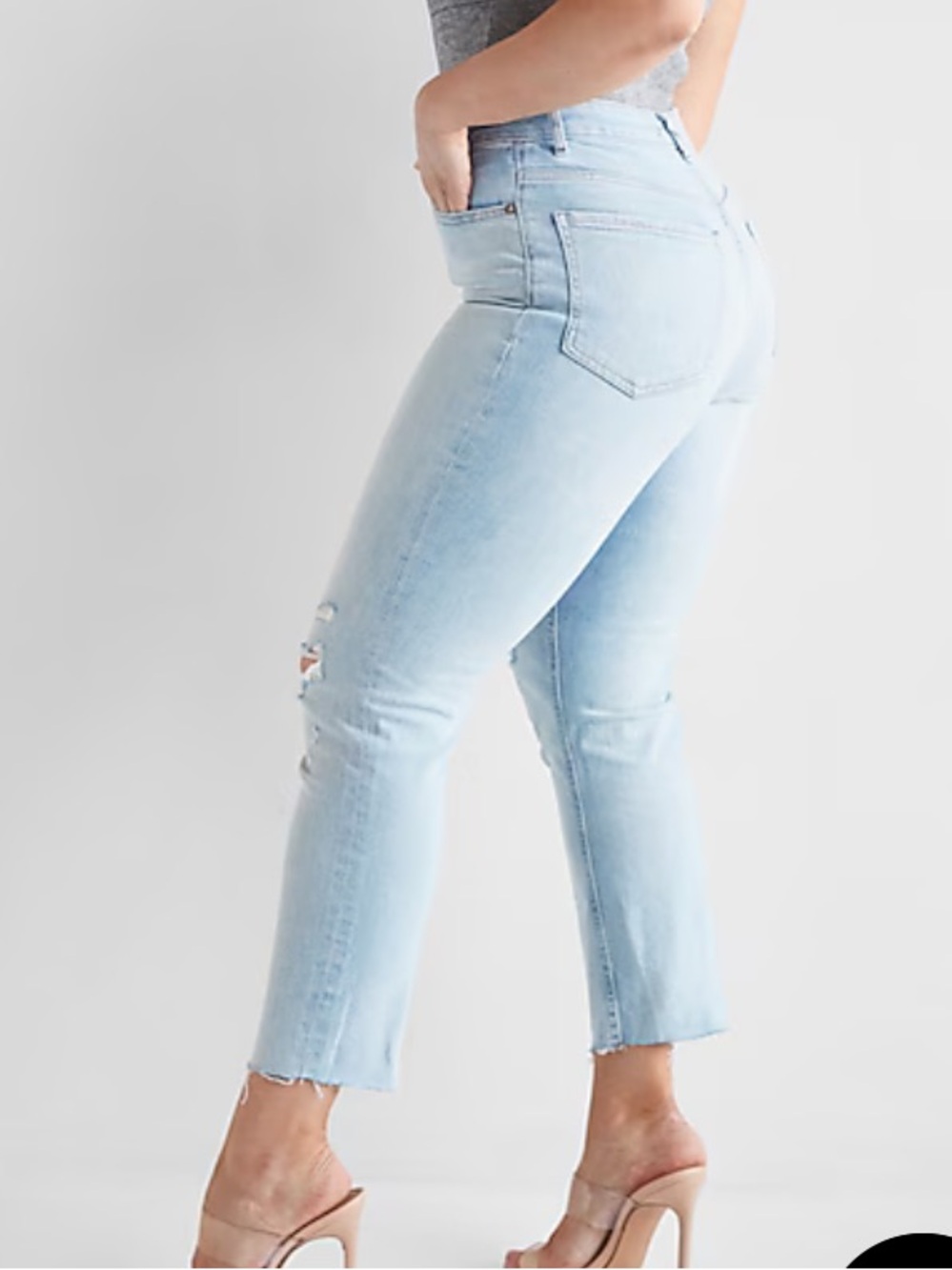 Express Light Blue Cropped High-Rise Jeans